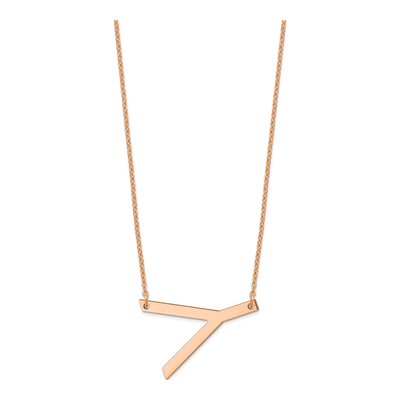 Sterling Silver Rose Gold Plated Letter Y Necklace – view 2