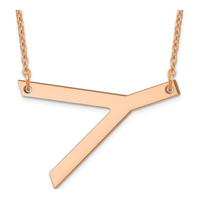 Sterling Silver Rose Gold Plated Letter Y Necklace