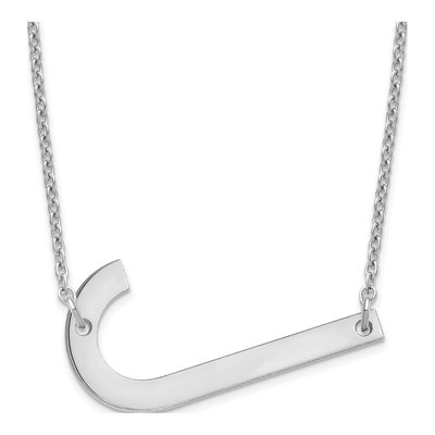Sterling Silver Large Letter J Necklace