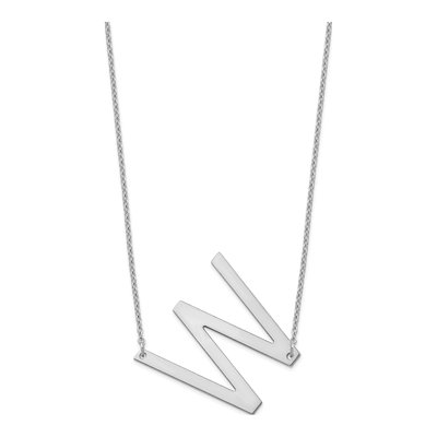 Sterling Silver Large Letter W Necklace – view 2