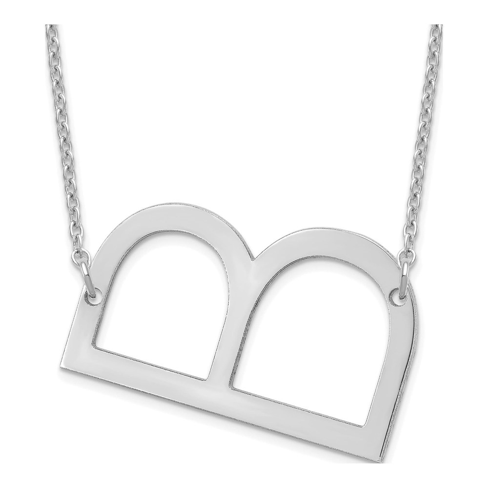 14K White Gold Rhodium-Plated Large Sideways Initial B Necklace