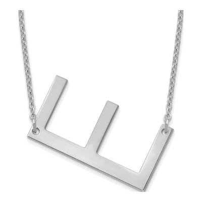 14K White Gold Large Letter E Necklace