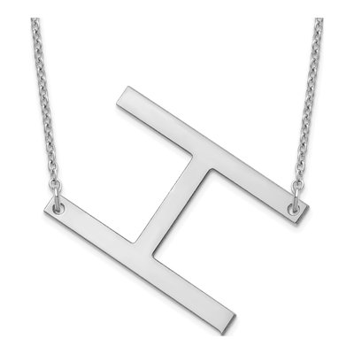14K White Gold Large Letter H Necklace