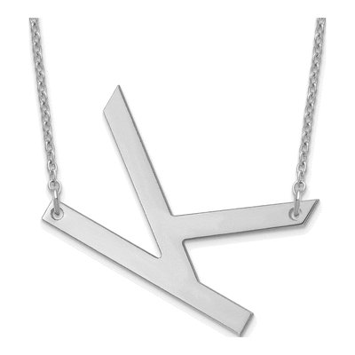 14K White Gold Large Letter K Necklace