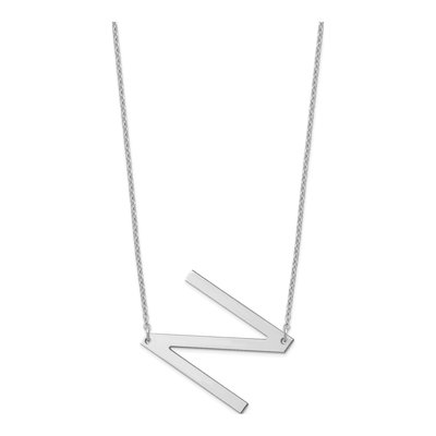 14K White Gold Large Letter N Necklace – view 2