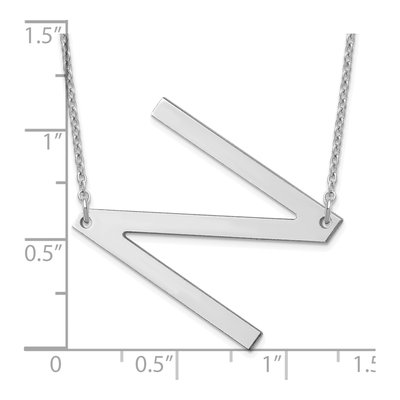 14K White Gold Large Letter N Necklace – view 3
