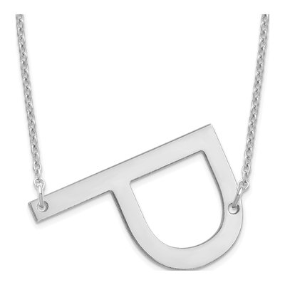 14K White Gold Large Letter P Necklace