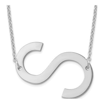14K White Gold Large Letter S Necklace