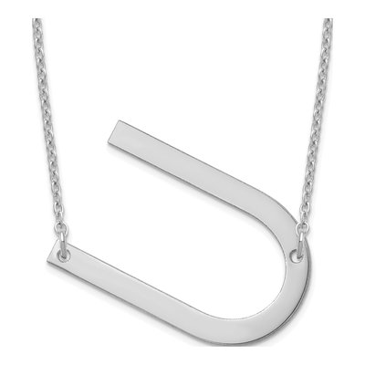 14K White Gold Large Letter U Necklace