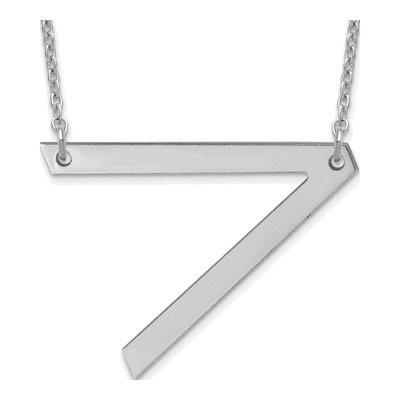 14K White Gold Large Letter V Necklace