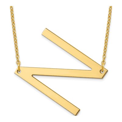 14K Yellow Gold Large Letter N Necklace