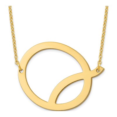14K Yellow Gold Large Letter Q Necklace