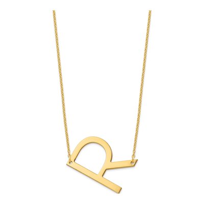 14K Yellow Gold Large Letter R Necklace – view 2