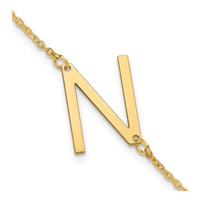 Gold-Plated Sterling Silver Letter N Bracelet