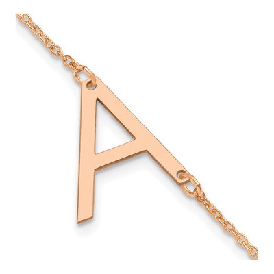 14K Rose Gold Letter A Bracelet