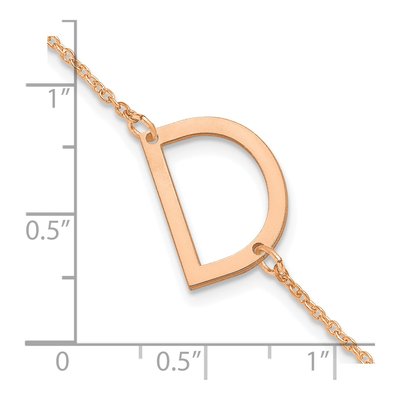 14K Rose Gold Letter D Bracelet – view 3
