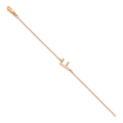 14K Rose Gold Letter F Bracelet – view 2