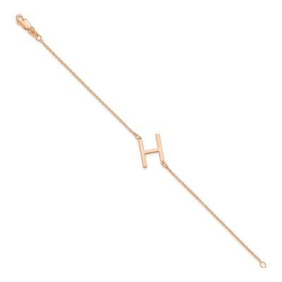 14K Rose Gold Letter H Bracelet – view 2