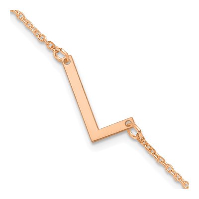 14K Rose Gold Letter L Bracelet