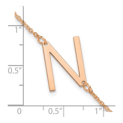 14K Rose Gold Letter N Bracelet – view 3