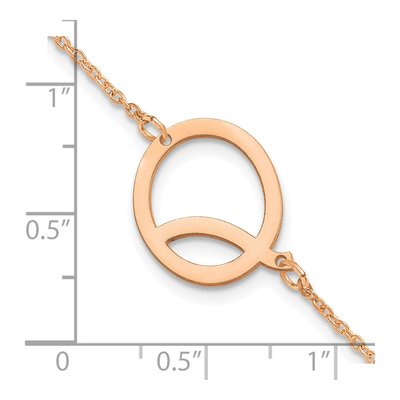 14K Rose Gold Letter Q Bracelet – view 3