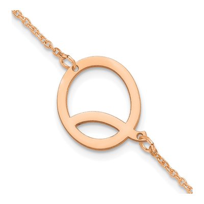 14K Rose Gold Letter Q Bracelet