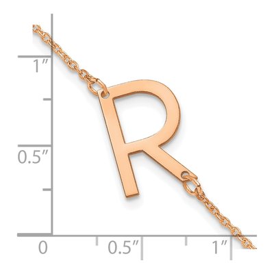 14K Rose Gold Letter R Bracelet – view 3