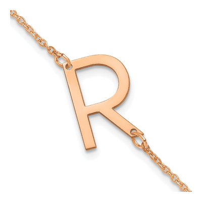 14K Rose Gold Letter R Bracelet