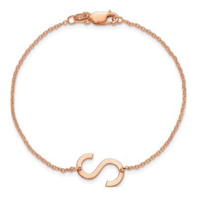 14K Rose Gold Initial S Bracelet – view 3
