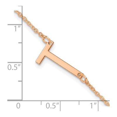 14K Rose Gold Letter T Bracelet – view 3