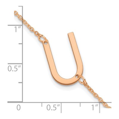 14K Rose Gold Letter U Bracelet – view 3
