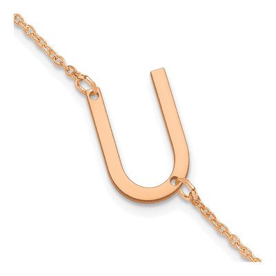 14K Rose Gold Letter U Bracelet