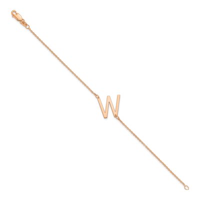 14K Rose Gold Letter W Bracelet – view 2