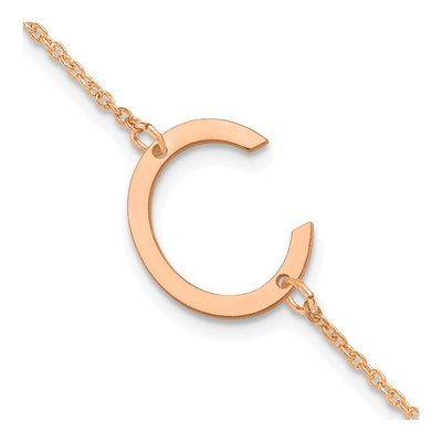 Rose Gold-Plated Sterling Silver Letter C Bracelet