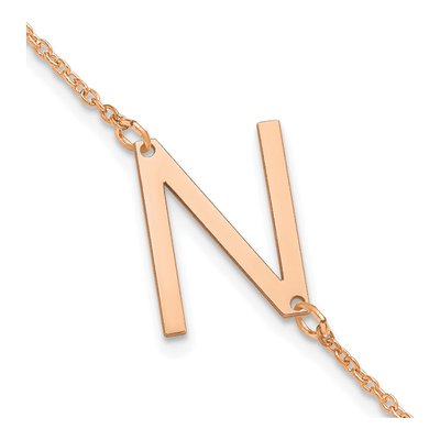 Rose Gold-Plated Sterling Silver Letter N Bracelet
