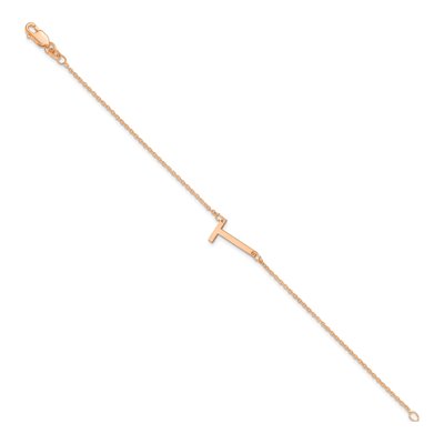 Rose Gold-Plated Sterling Silver Letter T Bracelet – view 2