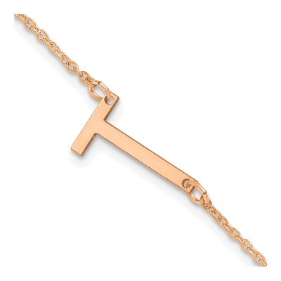 Rose Gold-Plated Sterling Silver Letter T Bracelet