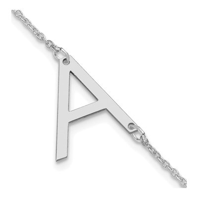 14K White Gold Letter A Bracelet