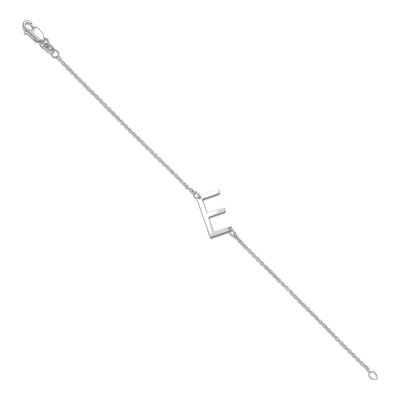 14K White Gold Letter E Bracelet – view 2