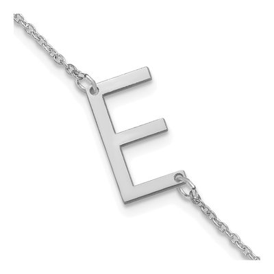 14K White Gold Letter E Bracelet