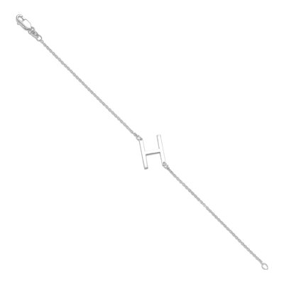 14K White Gold Letter H Bracelet – view 2