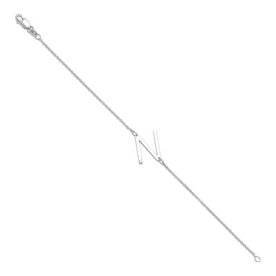 14K White Gold Letter N Bracelet – view 2