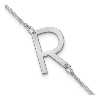 14K White Gold Letter R Bracelet