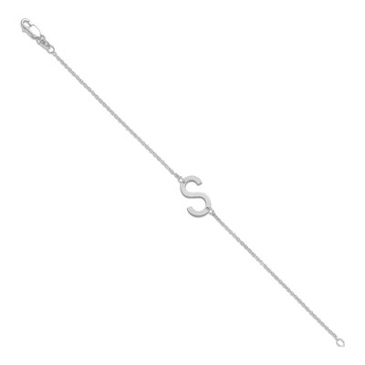 14K White Gold Initial S Bracelet – view 2