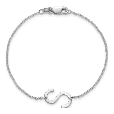 14K White Gold Initial S Bracelet – view 3