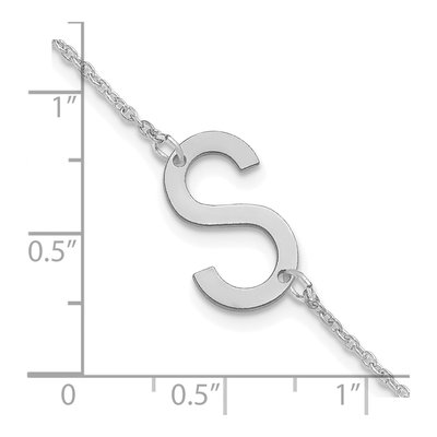 14K White Gold Initial S Bracelet – view 4