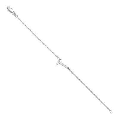 14K White Gold Letter T Bracelet – view 2