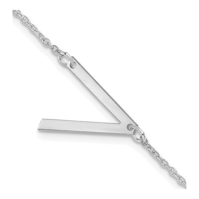 14K White Gold Letter V Bracelet