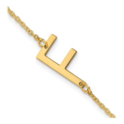 14K Yellow Gold Letter F Bracelet