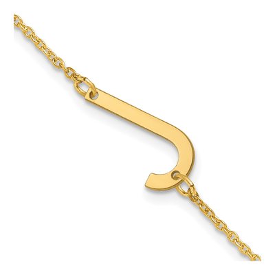 14K Yellow Gold Small Letter J Bracelet